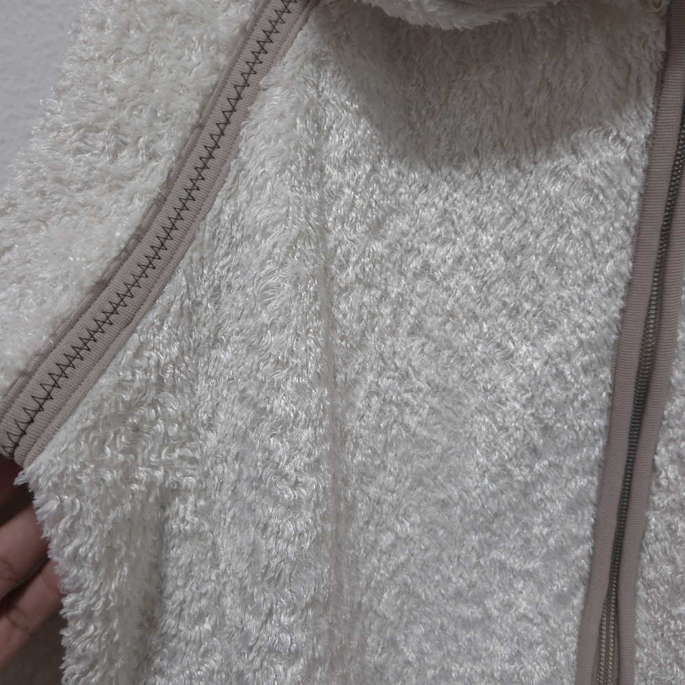 Athleta Jacket Womens Size XL Ivory Sherpa Fleece Full Zip Collared Pockets - Picture 9 of 16